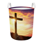 Crucifixion Of Jesus Christ Print Round Laundry Basket