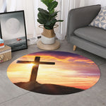 Crucifixion Of Jesus Christ Print Round Rug