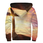 Crucifixion Of Jesus Christ Print Sherpa Lined Zip Up Hoodie