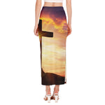 Crucifixion Of Jesus Christ Print Side Slit Maxi Skirt