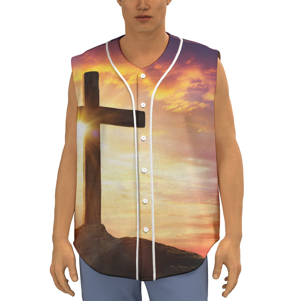 Crucifixion Of Jesus Christ Print Sleeveless Baseball Jersey