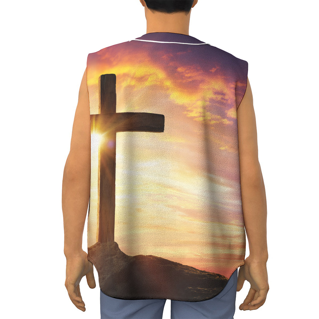 Crucifixion Of Jesus Christ Print Sleeveless Baseball Jersey