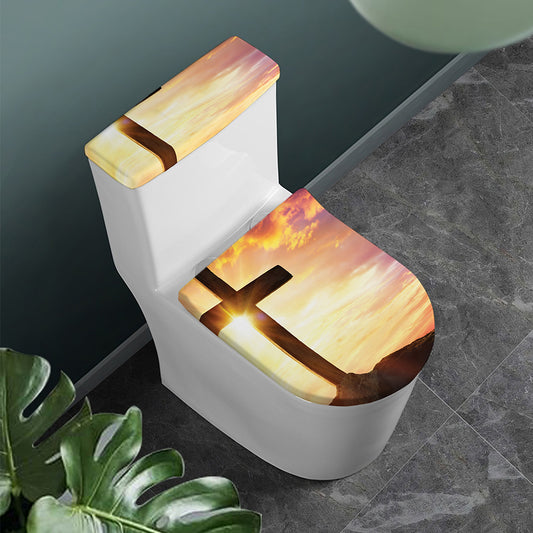 Crucifixion Of Jesus Christ Print Toilet Lid And Tank Cover Set