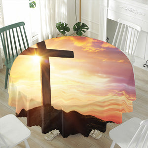 Crucifixion Of Jesus Christ Print Waterproof Round Tablecloth
