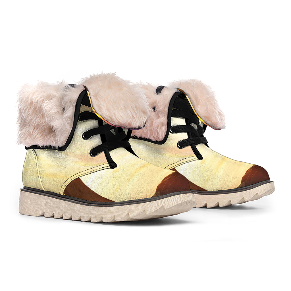 Crucifixion Of Jesus Christ Print Winter Boots