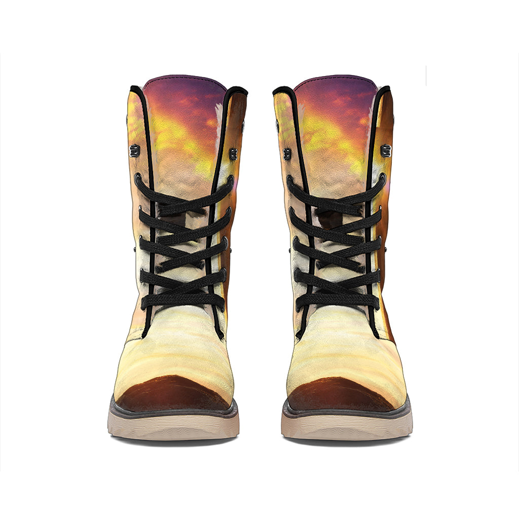 Crucifixion Of Jesus Christ Print Winter Boots