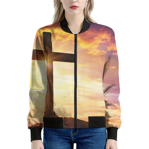 Crucifixion Of Jesus Christ Print Women's Bomber Jacket