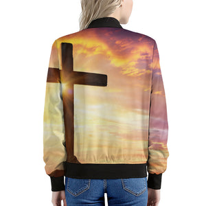 Crucifixion Of Jesus Christ Print Women's Bomber Jacket