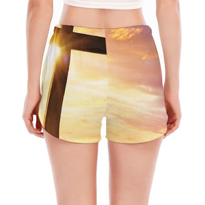 Crucifixion Of Jesus Christ Print Women's Split Running Shorts