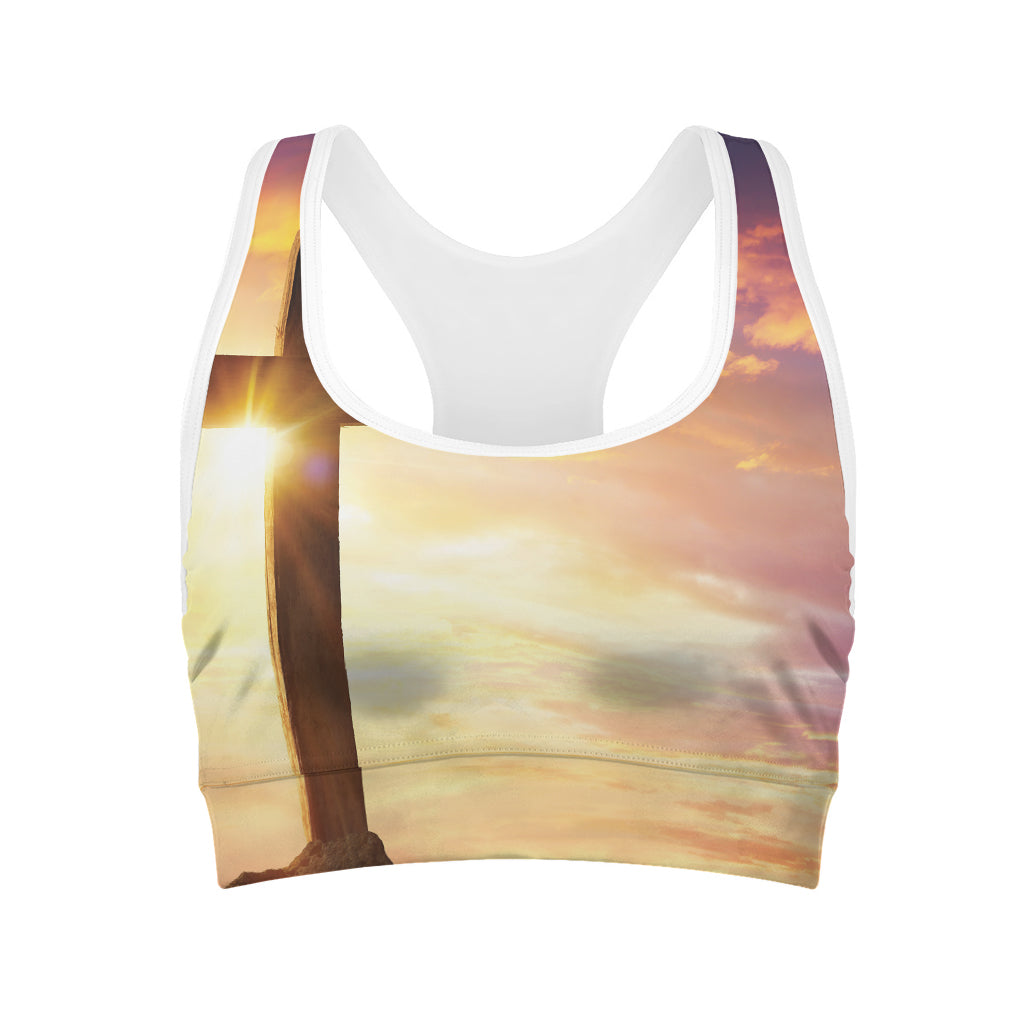 Crucifixion Of Jesus Christ Print Women's Sports Bra