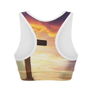 Crucifixion Of Jesus Christ Print Women's Sports Bra