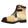 Crucifixion Of Jesus Christ Print Padded Collar Lace Up Boots