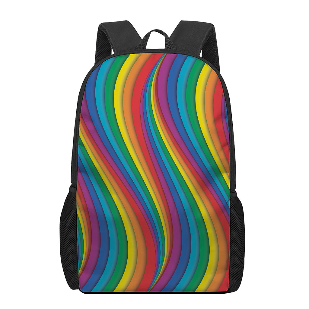 Curved Rainbow Pattern Print 17 Inch Backpack