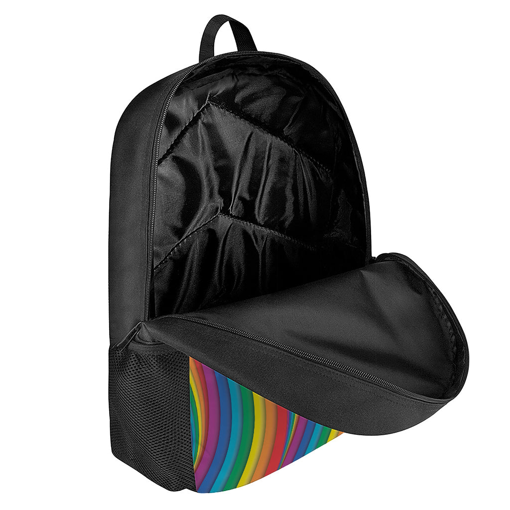 Curved Rainbow Pattern Print 17 Inch Backpack