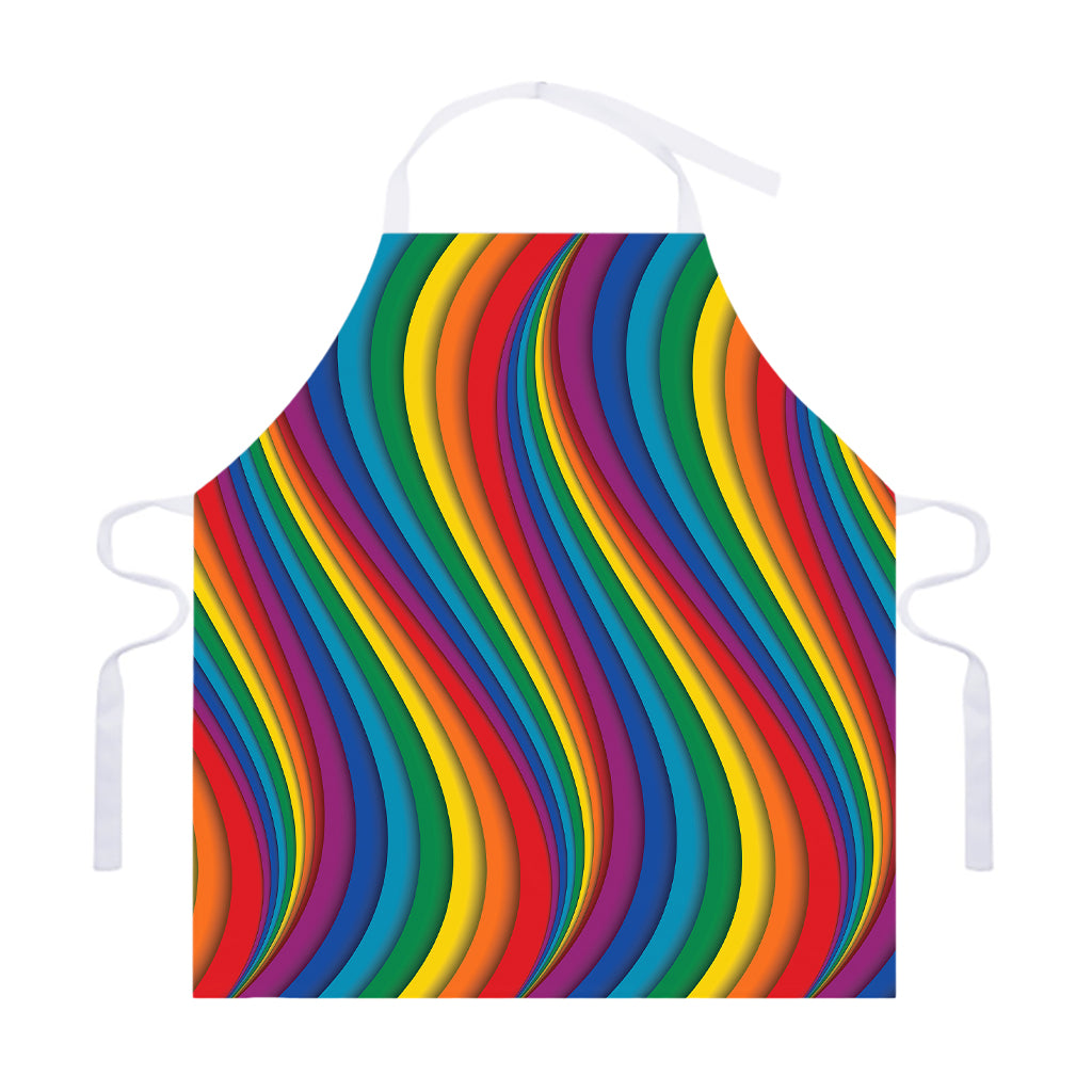 Curved Rainbow Pattern Print Adjustable Apron
