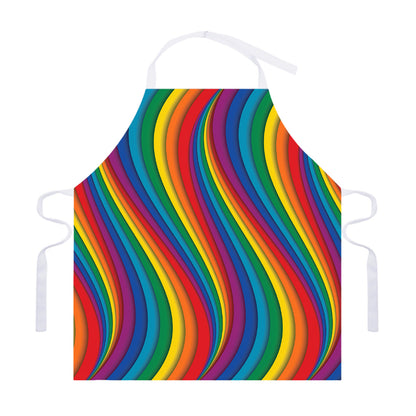 Curved Rainbow Pattern Print Adjustable Apron