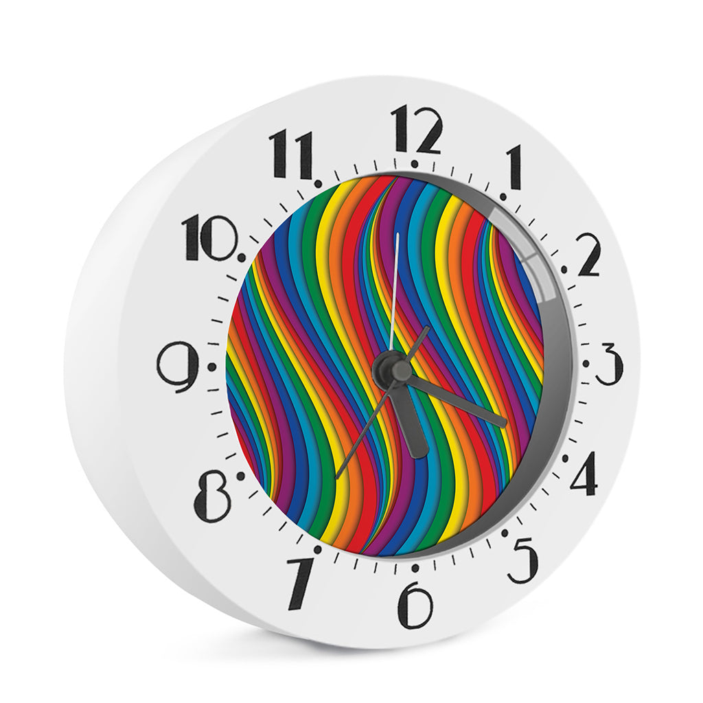Curved Rainbow Pattern Print Alarm Clock