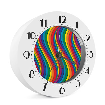 Curved Rainbow Pattern Print Alarm Clock
