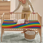 Curved Rainbow Pattern Print Baby Crib Sheet