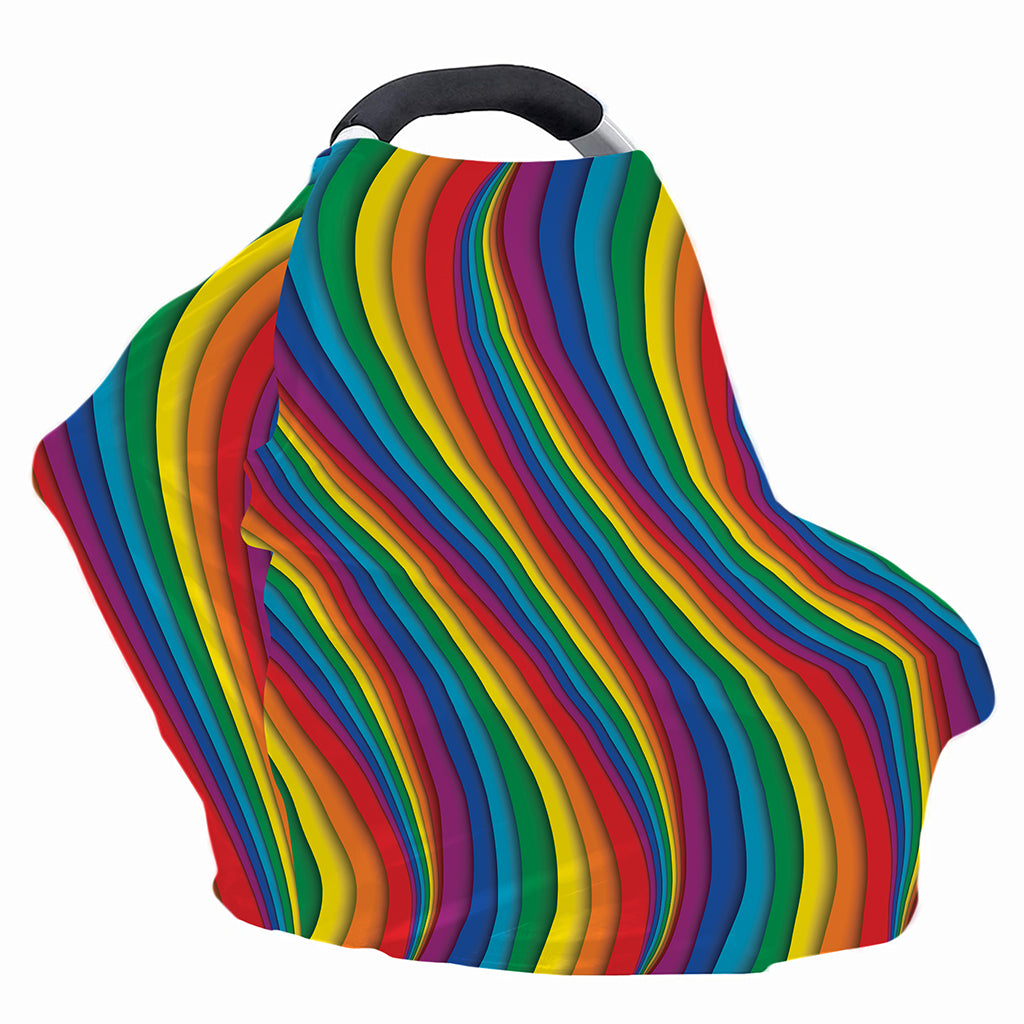 Curved Rainbow Pattern Print Baby Seat Cover
