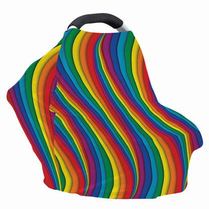 Curved Rainbow Pattern Print Baby Seat Cover