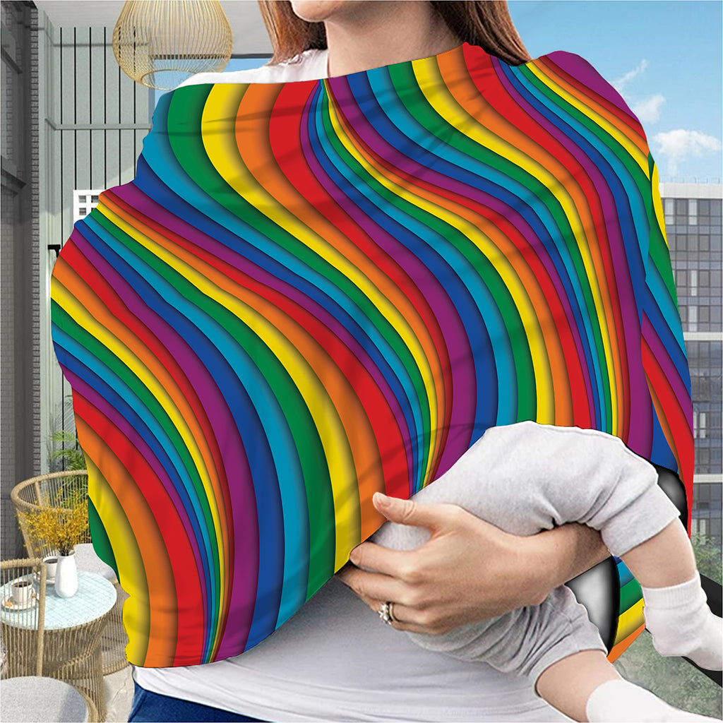 Curved Rainbow Pattern Print Baby Seat Cover