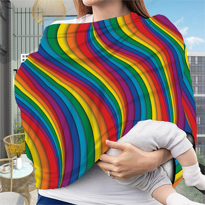 Curved Rainbow Pattern Print Baby Seat Cover