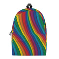 Curved Rainbow Pattern Print School Backpack