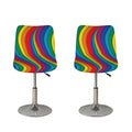 Curved Rainbow Pattern Print Bar Stool Covers