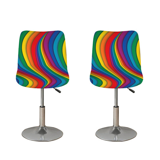Curved Rainbow Pattern Print Bar Stool Covers