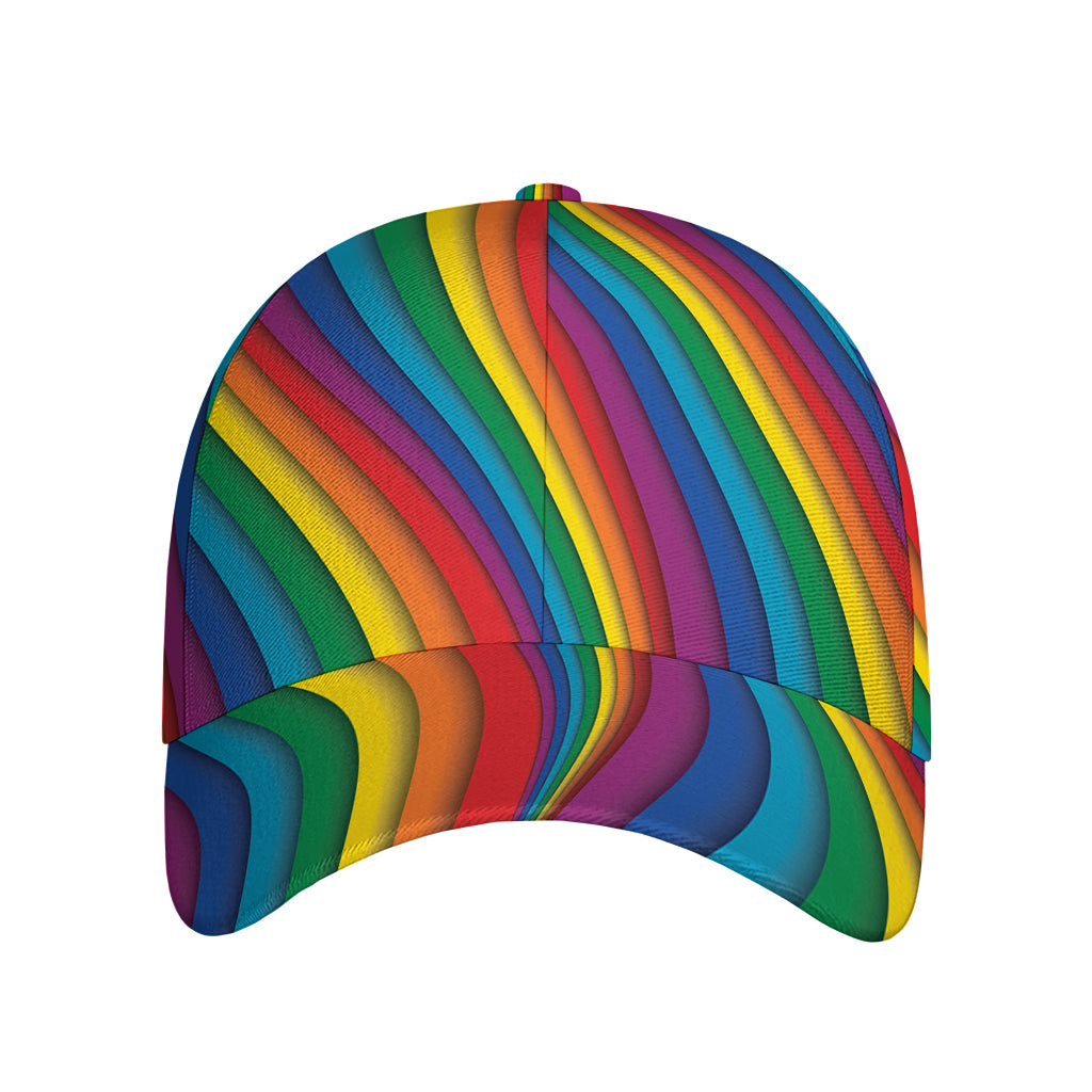 Curved Rainbow Pattern Print Baseball Cap