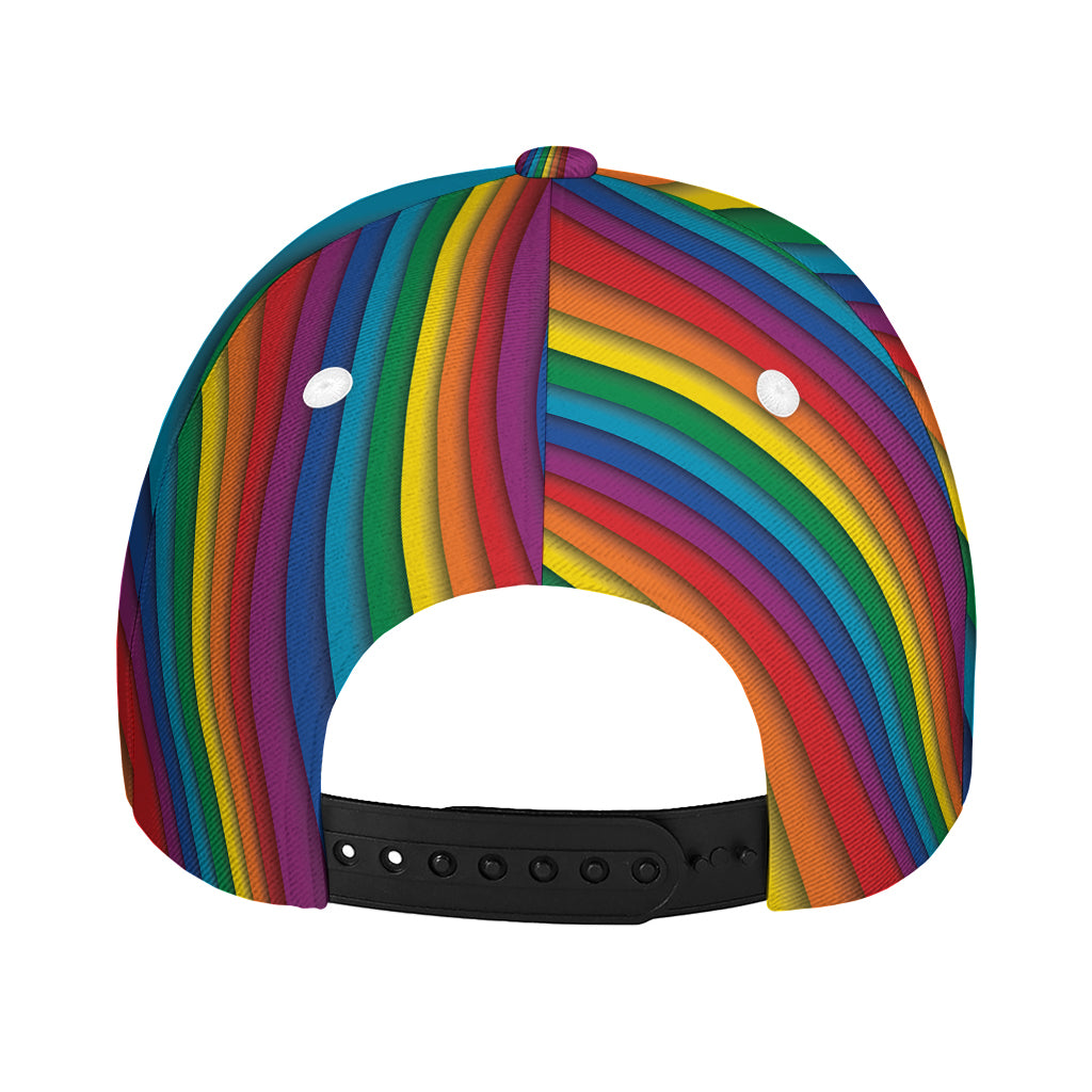 Curved Rainbow Pattern Print Baseball Cap