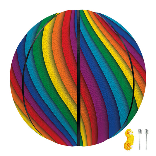 Curved Rainbow Pattern Print Basketball