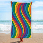 Curved Rainbow Pattern Print Beach Towel