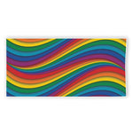 Curved Rainbow Pattern Print Beach Towel