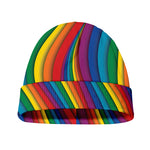 Curved Rainbow Pattern Print Beanie