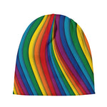 Curved Rainbow Pattern Print Beanie