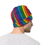 Curved Rainbow Pattern Print Beanie