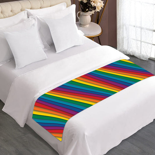 Curved Rainbow Pattern Print Bed Runner