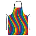 Curved Rainbow Pattern Print Bib Apron With Pocket