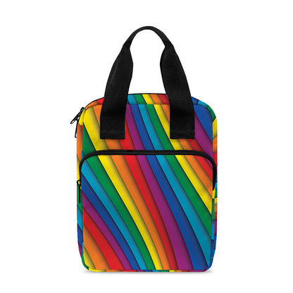 Curved Rainbow Pattern Print Bible Tote Bag