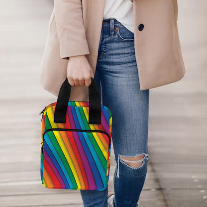 Curved Rainbow Pattern Print Bible Tote Bag