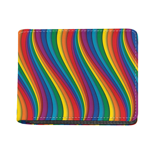Curved Rainbow Pattern Print Bifold Wallet