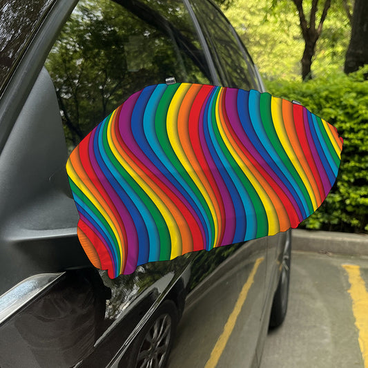 Curved Rainbow Pattern Print Car Side Mirror Covers