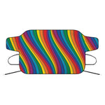 Curved Rainbow Pattern Print Car Windshield Snow Cover