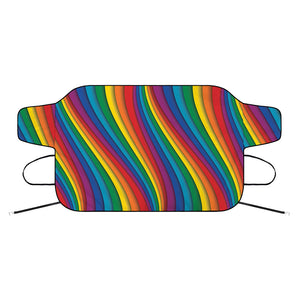 Curved Rainbow Pattern Print Car Windshield Snow Cover