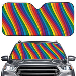 Curved Rainbow Pattern Print Car Windshield Sun Shade