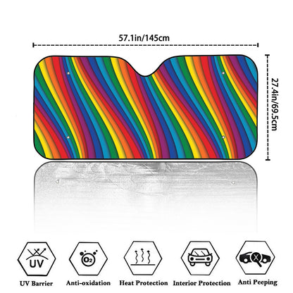 Curved Rainbow Pattern Print Car Windshield Sun Shade