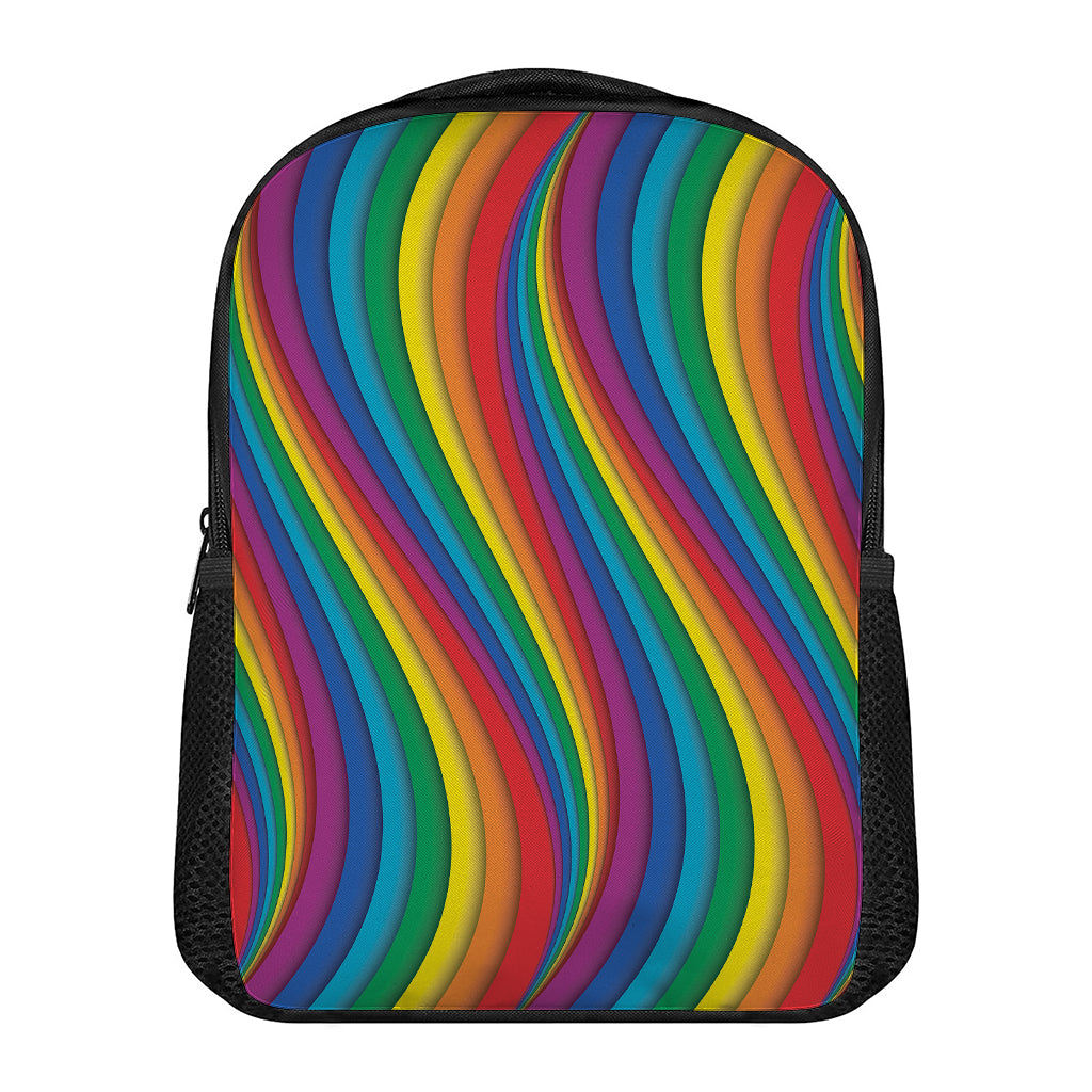 Curved Rainbow Pattern Print Casual Backpack