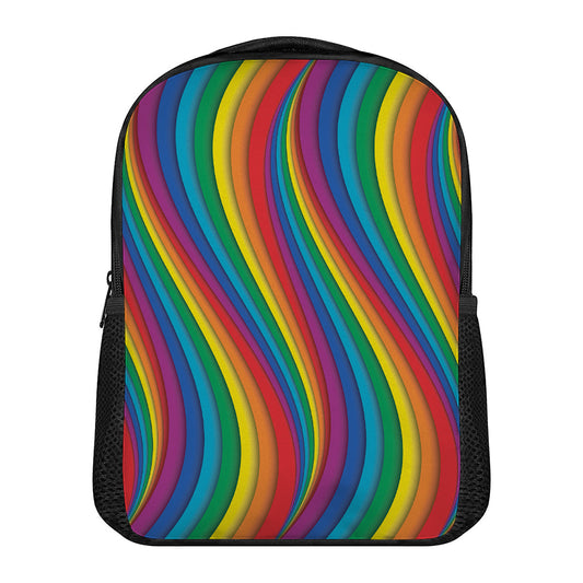 Curved Rainbow Pattern Print Casual Backpack